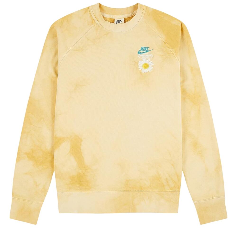 Nike Sportswear "Have A Nike Day" Crewneck Sweatshirt, Yellow Tie Dye, Large